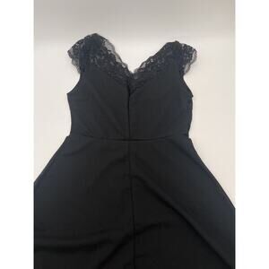 Emery Rose Black Lace Trim V-Neck Fit & Flare Dress Women's Size S NEW